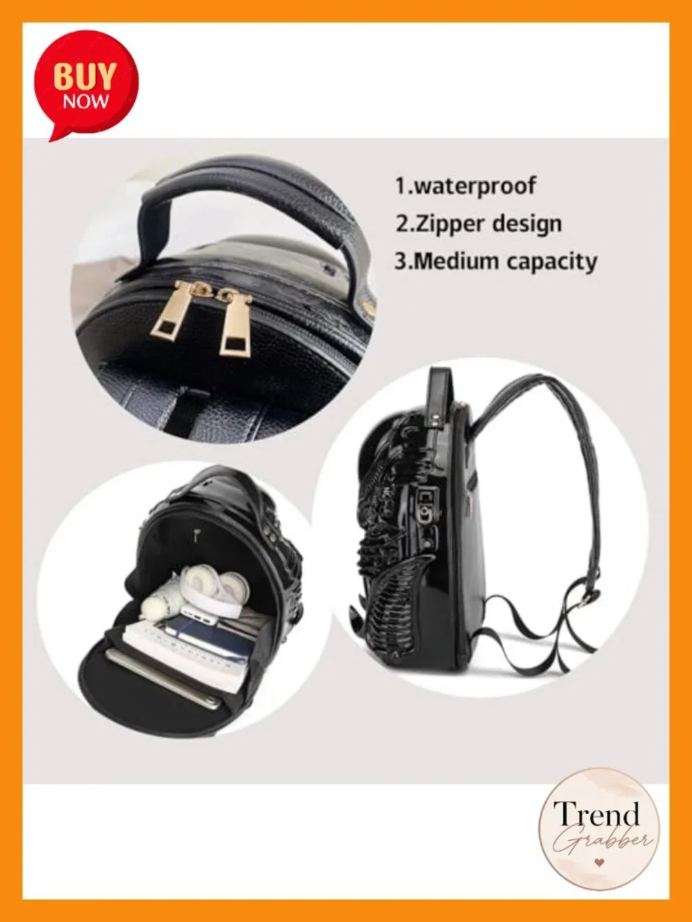 Goth Alien Backpack PVC Y2K Xenomorph Purse